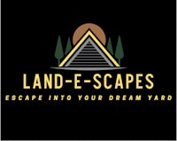 the logo for land escapes escape into your dream yard